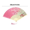 thumbnail image 3 of Classical Antique Style Folding Fan 8.26x1.18in Handheld Silk Fan with Tassel Summer Cooling Portable Paper Fan Stainless Steel Frame Multicolor (0.11lb)​, 3 of 6
