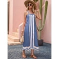 thumbnail image 3 of Women Bohemian Floral Dress Summer Casual Color Block Maxi Beach Overall Dress Coverups Light Blue XL, 3 of 6