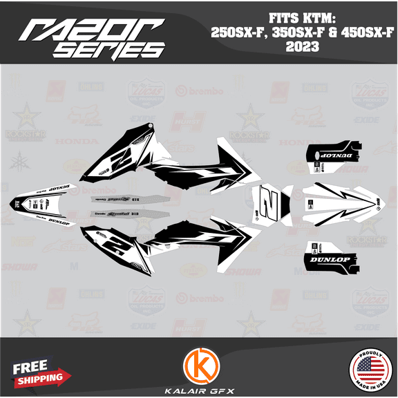 Kalair GFX Graphics Kit for KTM Motorcross 4-Stroke 250SX-F, 350SX-F, and 450SX-F (2023) Razor Series