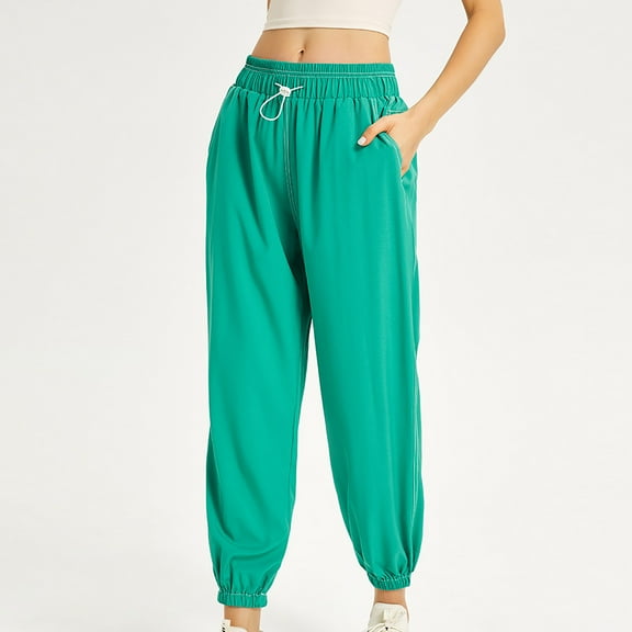 Wycnly Womens Jogger Pants Womens Drawstring Sweatpants Casual Solid Elastic Waist Athletics Long Pants Relaxed Comfy Sports Workout Jogger Pants Trousers with Pocket Fall
