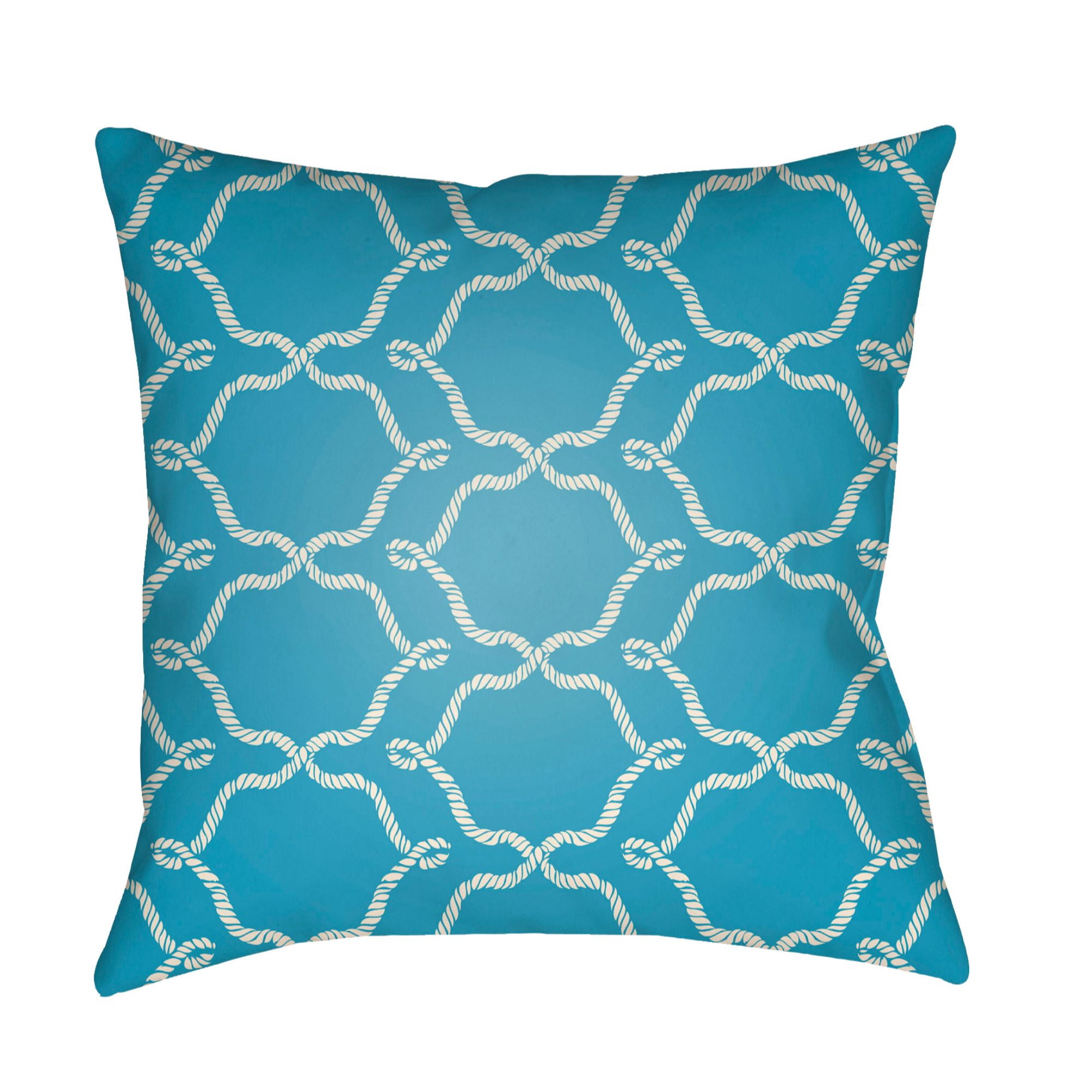 22" Ocean Blue and White Ogee Patterned Square Throw Pillow Cover