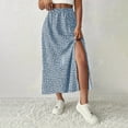 thumbnail image 5 of Women's Printed Maxi Skirt with Side Slit, Casual High Waist Flowy Long Skirt, Boho Summer Skirt for Vacation, Beach and Daily Wear,Blue,L, 5 of 8