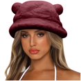 thumbnail image 2 of ZSQDM Cute bear Ear Basin Hat Winter Thick Warm Hat Bucket Cap for Women Men beanie of Men Black Cowgirl Hat Bucket Hats Swimming Cap, 2 of 4