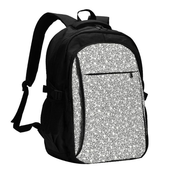 Easygdp Dice Cubes Mochila para Laptop de Viaje con Puerto USB, Mochila para Laptop con Puerto de Carga USB para Mujeres y Hombres