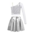 thumbnail image 2 of Doomiva Kids Girls Crop Top with Tutu Skirt Ballet Jazz Latin Modern Dance Costume Dancewear Silver 12, 2 of 7
