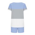 thumbnail image 5 of Two Piece Sets for Women Trendy Summer Pajamas Outfits Cap Sleeve Tops and Drawstring Shorts Loungwear (M, Light Blue), 5 of 5