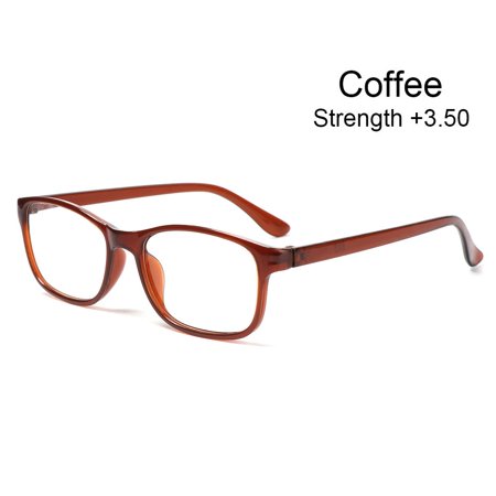 Women Lightweight Ultra Light Resin +1.00~+4.0 Diopter Eyeglasses Presbyopia Eyewear Vision Care Reading Glasses COFFEE STRENGTH 3.50