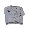 thumbnail image 2 of Womens Winter Cable Knit Cardigan Long Sleeve V Neck Loose Oversized Star Print Button Sweater Cardigan Y2K Knitwear (White, S), 2 of 5