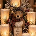 thumbnail image 5 of Christmas Lighted Centerpiece, Flameless Candle Glow Reindeer Table Decor with LED Candles, Frosted Greenery Holiday Accents, 5 of 5