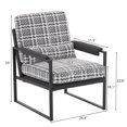 thumbnail image 7 of Metal Frame Accent Chair with Open Armrest, Upholstered Living Room Chair, Single Sofa Armchair with Thick Backrest and Lumbar for Bedroom/Office/Cafe,  Houndstooth, 7 of 7