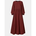 thumbnail image 3 of ZANZEA Womens Dresses Crew Neck Long Sleeve Casual Solid Long Maxi Dress, 3 of 13