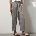 thumbnail image 6 of Women Casual Lightweight Drawstring Elastic Waist Cropped Pants with Pockets Gray L, 6 of 6
