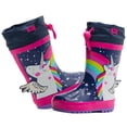 thumbnail image 3 of Bota De Lluvia Afelpada Para Niña Unicornio Estrellas Marino azul marino 18, 3 of 6