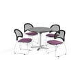thumbnail image 3 of OFM Multi‑Use Break Room Package, Round Flip-Top Table with Four Moon Stack Chairs, 42 Inch, Gray Nebula Finish with Black Seats, 3 of 5