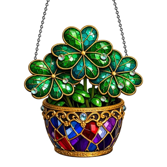 Wooowa St. Patrick’s Day 2D Acrylic Disc Pendant Transparent Design Lightweight Craft Window Porch Chain Outdoor Irish Holiday Decoration