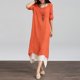 thumbnail image 1 of Vestido Vintage de contraste de doble capa Casual suelto Boho largo de talla grande Retro Maxi vesti Abanopi XX-grande, 1 of 7