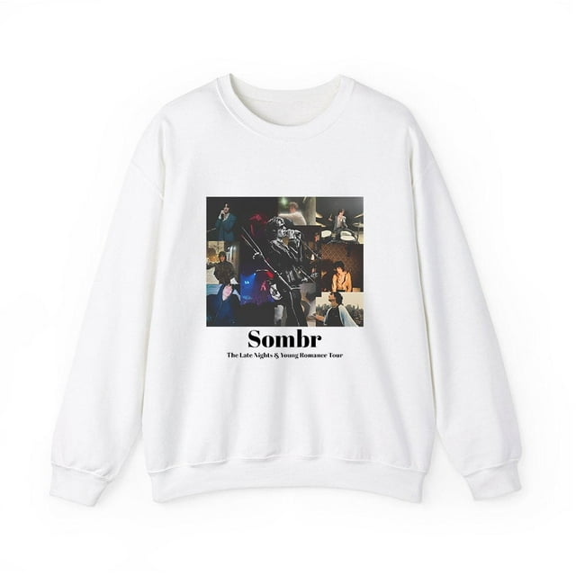 Sombr Merch The Late Nights & Young Romance Tour Chandail Molletonné à Col Rond Unisexe Hommes Femmes Manches Longues