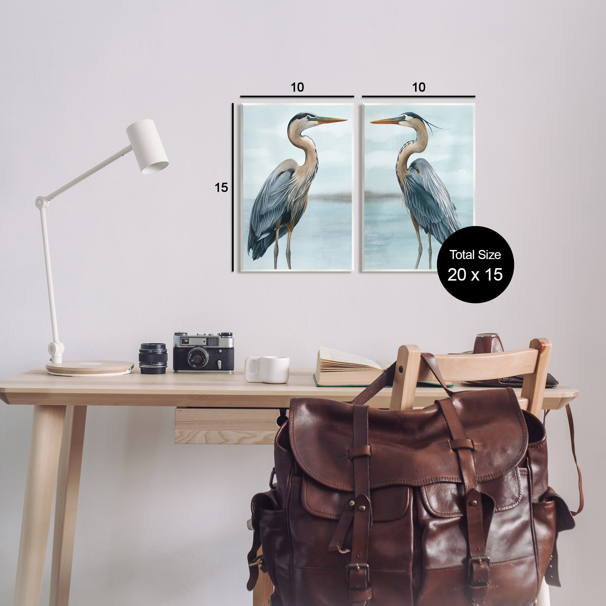 Stupell Industries Detailed Heron Bird Duo Animals & Insects Painting Unframed Art Print Wall Art, 10 x 15, Set of 2