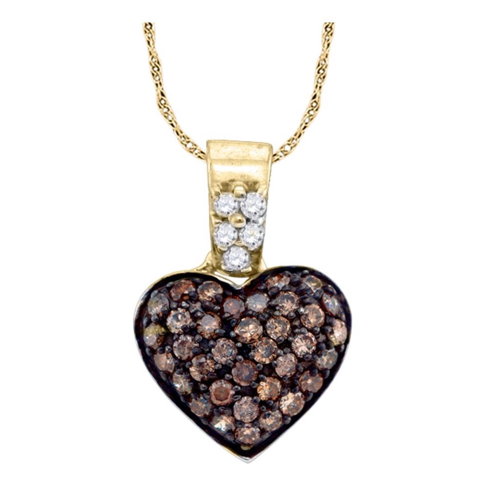 Brandy Diamond Chocolate Brown 10K Yellow Gold Fine Diamond Heart