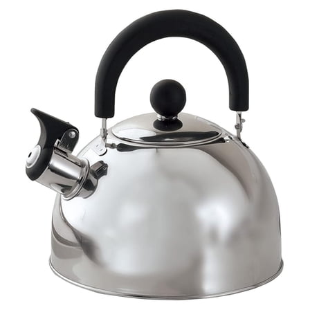 Stainless Steel Whistling Tea Kettle, Made of 100% Durable Stainless Steel, Top Spout, Light Handle – Holds 2 Quarts, by Home-Style Kitchen