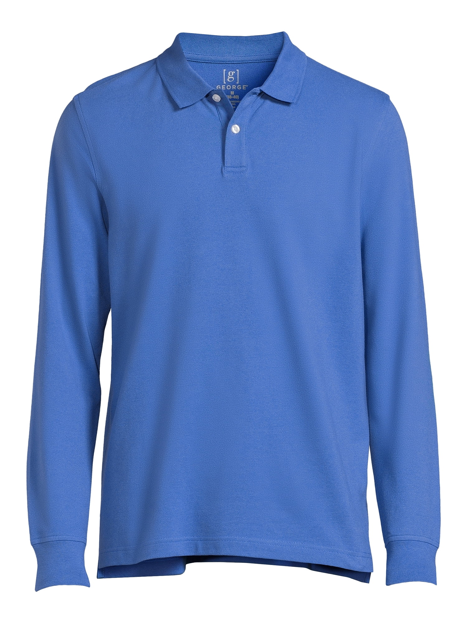 George Men's Pique Polo Shirt with Long Sleeves, Sizes S-3XL