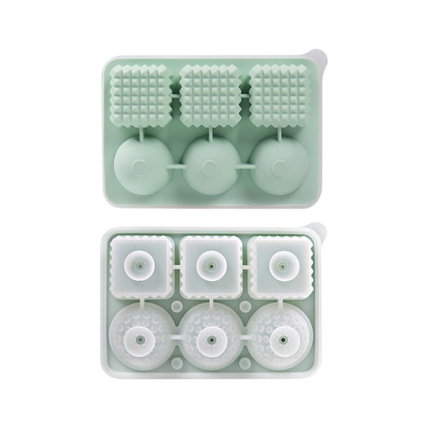 Bandeja de silicona con tapa, molde para cubitos de hielo de whisky de forma irregular, silicona de grado alimenticio, 6 cavidades grandes para el hogar, la cocina, el bar, el café, las bebidas frías