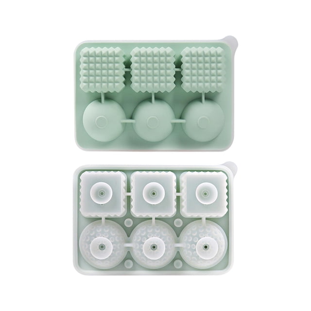 Bandeja de silicona con tapa, molde para cubitos de hielo de whisky de forma irregular, silicona de grado alimenticio, 6 cavidades grandes para el hogar, la cocina, el bar, el café, las bebidas frías