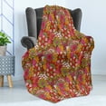 thumbnail image 4 of Colorful Soft Flannel Fleece Blanket, Pattern with Floral Elements Vibrant Colored Petals and Leaves in Hand Drawn Style, Cozy Plush for Indoor and Outdoor Use, 50" x 70", Multicolor, by Ambesonne, 4 of 5