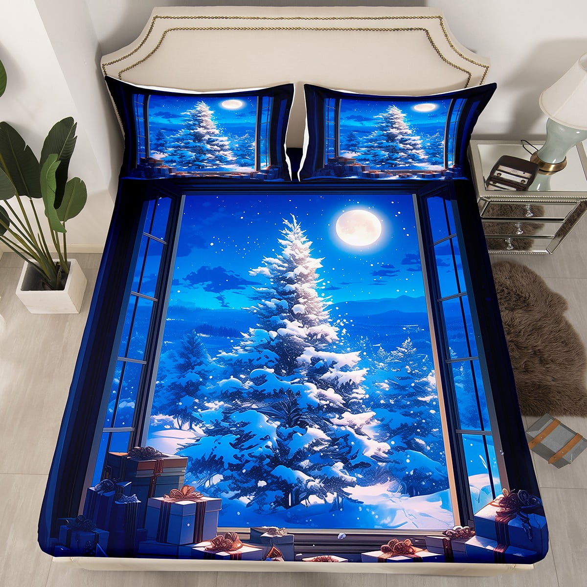 Winter Themed Bed Sheets Set Twin Size Happy New Year Sheet Set