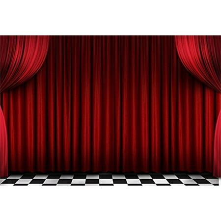 HelloDecor Polyster 7x5ft Red Velvet Stage Curtains Backdrop Theater Scene Photography Background Kid Boy Girl Child Adult Portrait Festive Holiday Party Concert Dance Photo Studio Props Video