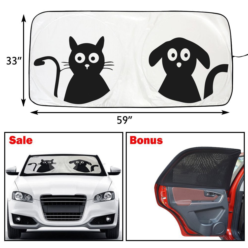 Car Window Shade,Blocks Uv Rays Easy to Use Sun Visor Protector Tom and Jerry Mouse Car Windshield Sun Shade Prevent Sun Exposure and Keeps Your Vehicle Cool for Various Sizes 
