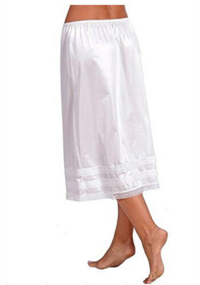 Women Retro Long Solid Lace Hem Slip Half Slip Skirt Under Dress ...
