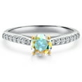 thumbnail image 3 of Gem Stone King 10K Two Tone Gold Mercury Mist Mystic Topaz and Lab Grown Diamond Engagement Ring for Women | 0.73 Cttw | Round 5MM | Gemstone November Birthstone | Size 6, 3 of 6