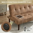 thumbnail image 3 of Miekor Furniture Foldable Fashion Sofa Bed Tech Cloth Back Adjustable Sofa Chaise longue Futon, Modern Fashion Sofa with Charging Port for Living Room Bedroom Office (Coffee color) 53556, 3 of 12