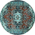 thumbnail image 1 of Ahgly Company Indoor Round Medallion Light Blue Traditional Area Rugs, 8' Round, 1 of 4