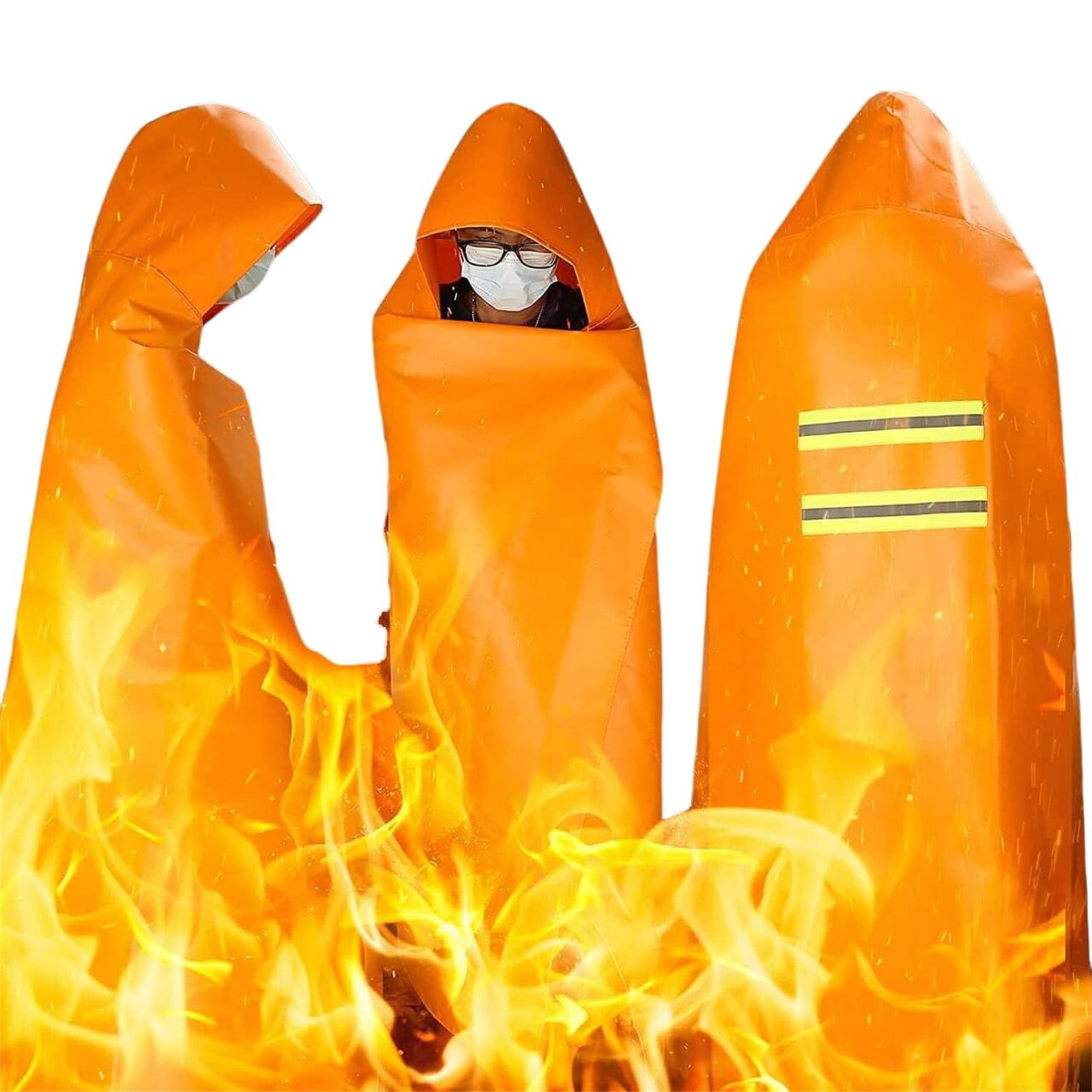 Bizhua Fire Blanket for Children 1M*1.2Mfireproof Cloak Fire Escape Cloak Extra Big Fireproof Fiber Cape Emergency Used As A Fire Blanket Head Fire Escape Suit for Household Home