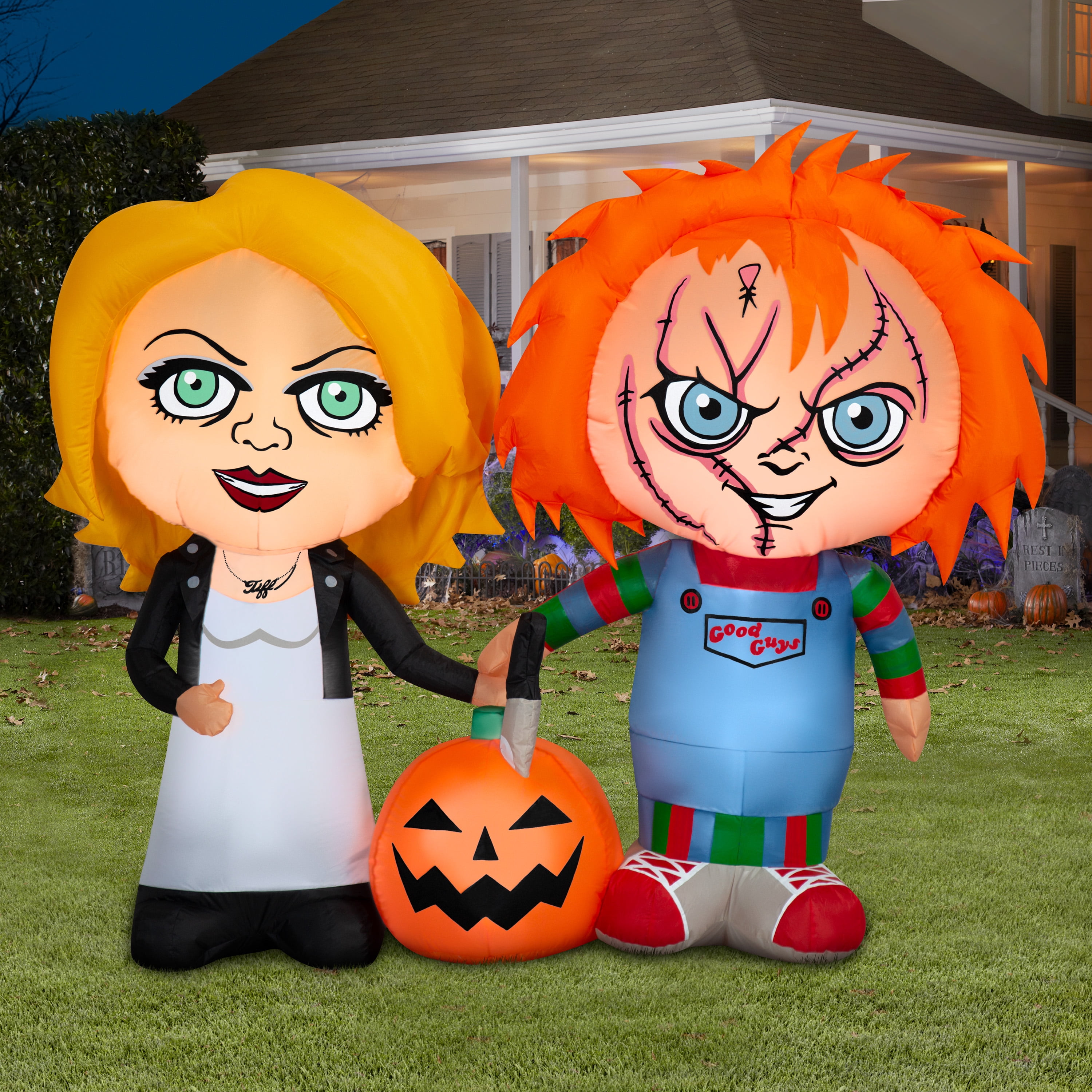Halloween Airblown Yard Inflatables Chucky and Bride & Pumkin 66.14 in x 19.29 in x 57.48 in 5.09 lb