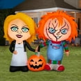 thumbnail image 4 of Chucky & Bride with Pumpkin Yard Inflatable + Hyper Tough 25FT Tri-Outlet Outdoor Extension Cord, 4 of 6