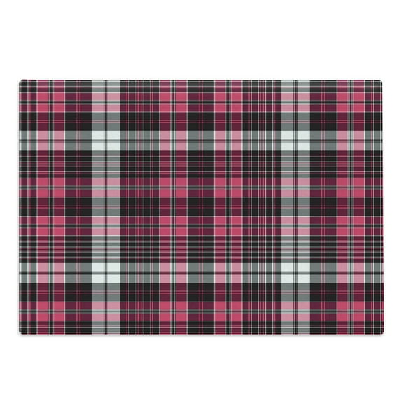 Checkered Cutting Board, Symmetrical Lines Squares Geometric Old Tartan Inspired Design Print, Decorative Tempered Glass Cutting and Serving Board, Large Size, White Black Pink, by Ambesonne