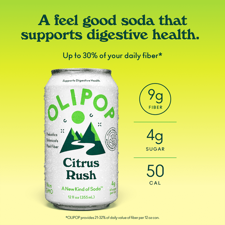 Olipop Prebiotic Soda Pop, Ridge Rush, High Fiber, 12 fl oz 12