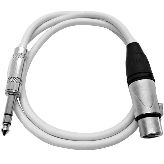 Seismic Audio 3 Foot XLR Female to 1/4 Inch TRS Patch Cable - Balanced White Audio Cord 3' - SATRXL-F3White
