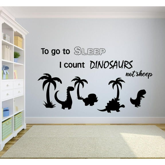 Count Dinosaurs Not Sheep Cute Dino Jurassic World Wall Sticker Art Decal for Girls Boys Kids Room Bedroom Nursery Kindergarten House Fun Home Decor Sticker Wall Art Vinyl Decoration Size (18x20 inch)