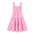 thumbnail image 6 of FYMNSI Mommy and Me Plaid Print Dresses with Pockets Sleeveless Smocked Long Sundress Casual High Waist Midi Tank Dress Pink (Women S), 6 of 9