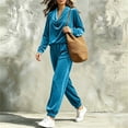 thumbnail image 5 of BRELIL Women's Two Piece Outfits Long Sleeve Pullover Tops Elastic Waisted Wide Leg Pants Casual Lounge Sets Solid Boho Vacation Travel Tracksuit Loungewear, Sky Blue S, 5 of 7