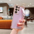thumbnail image 4 of for Samsung Galaxy S23 Ultra 5g 6.8” with Cute Heart Wrist Strap Stand Luxury Plating Solid Color Camera Protection Cover for Women Soft Silicone Shockproof Bumper for S23 Ultra (Purple), 4 of 10