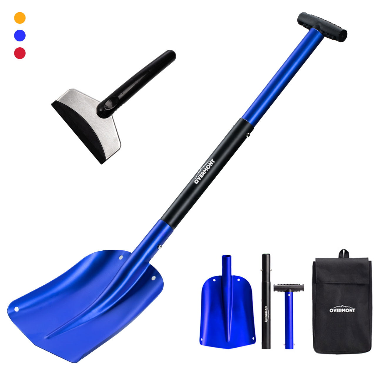 Suitable for Car or Truck Storage Round ORIENTOOLS Collapsible Snow Shovel Lightweight and Durable Aluminum Garden/Sport Utility Shovel 8 Blade 
