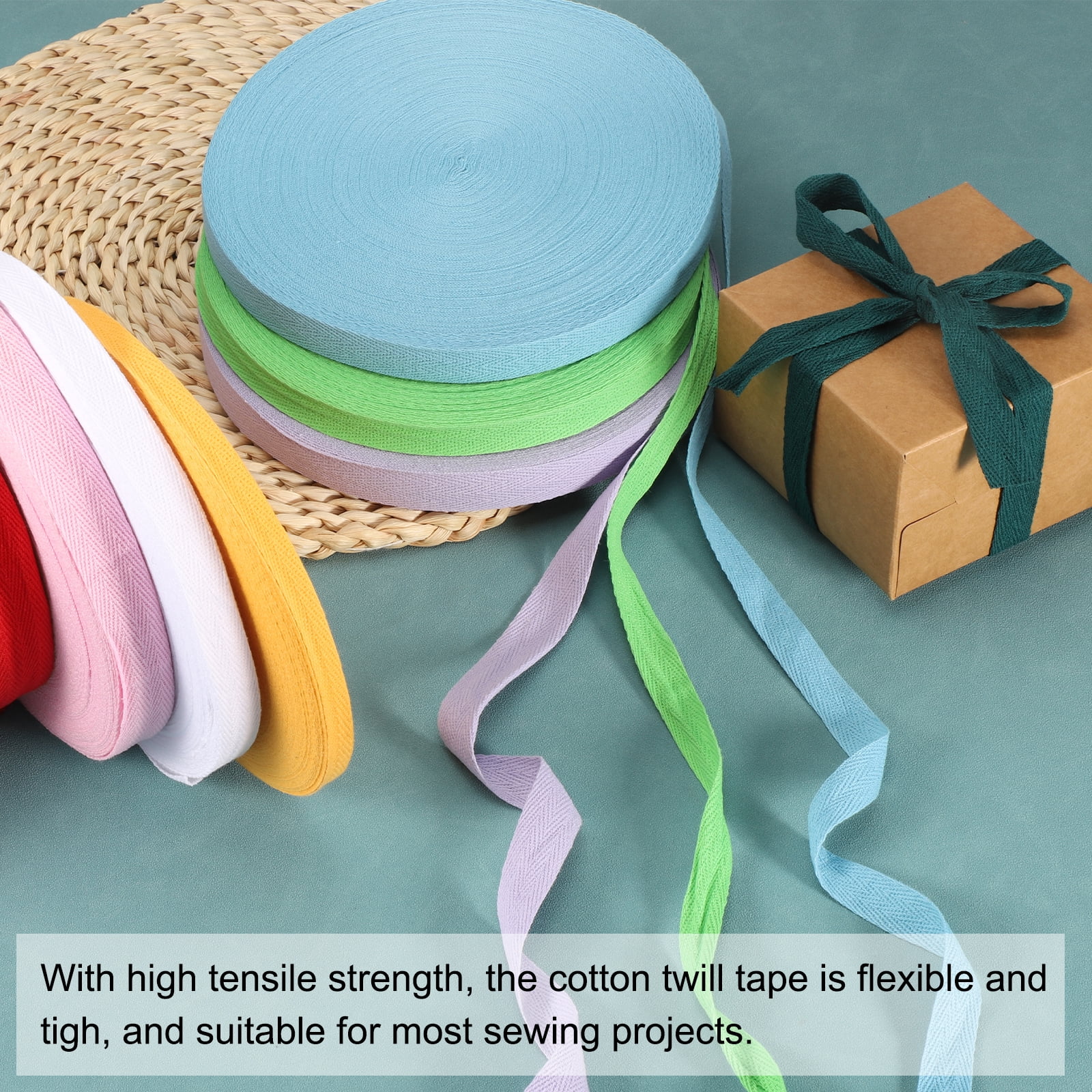Uxcell Cotton Twill Tape Ribbon 3/4 Inch 50 Yard Herringbone Webbing Tape Roll Bias Binding Tape for DIY Crafts Sewing Gift Wrapping, Olive Green