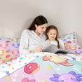 thumbnail image 5 of Manfei Pink Kawaii Axolotl Bedding Comforter Set 7 Pieces, Cute Cartoon Donut Cake Full Bedding Set, Teens Boys Girls Kids Reversible Fitted Sheet Flat Sheet, Breathable Home Decor, 5 of 8