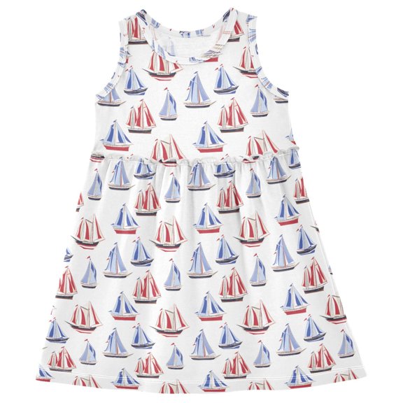 joogoo Girls Sleeveless Dress Sailboats Stylish Short Sleeve Dresses 4T