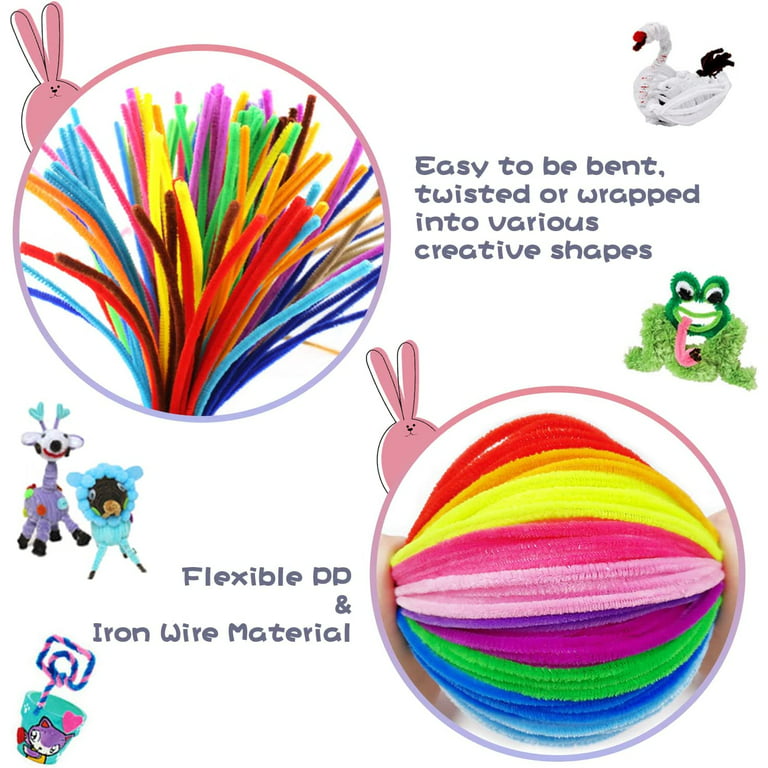 Chenille Stems Pipe Cleaners 12 Inch x 4mm 100-Piece, Pastel Assorted